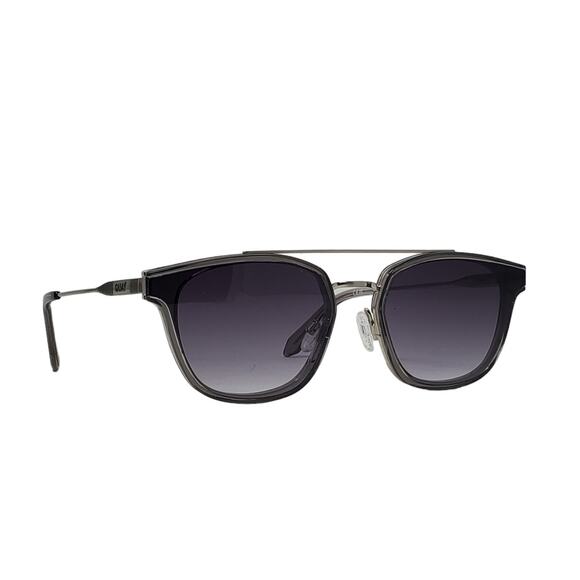 Quay Australia Getaway Smoke Sunglasses Metal Silver Gray UV Protection Womens - Picture 2 of 9